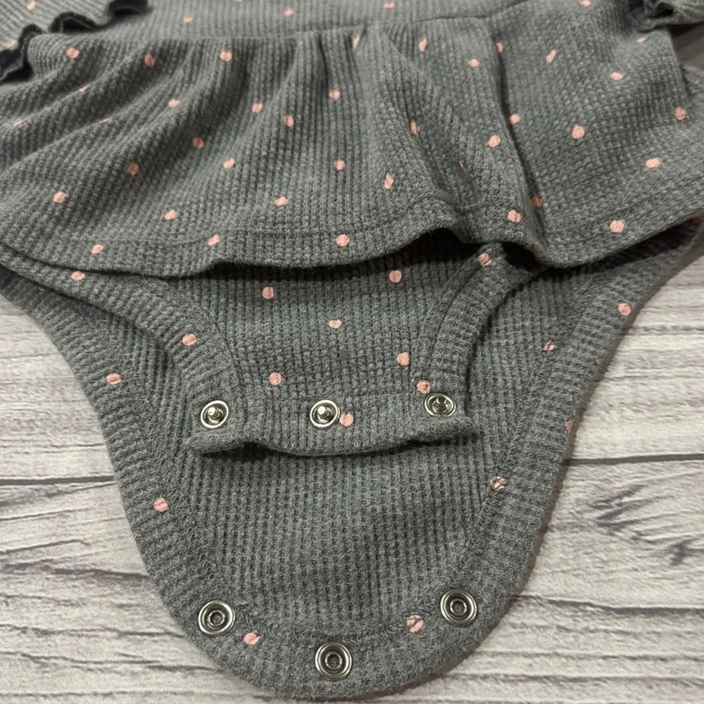 Carter's Baby Girls Gray and Pink Polka Dot Thermal Bodysuit